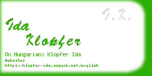 ida klopfer business card